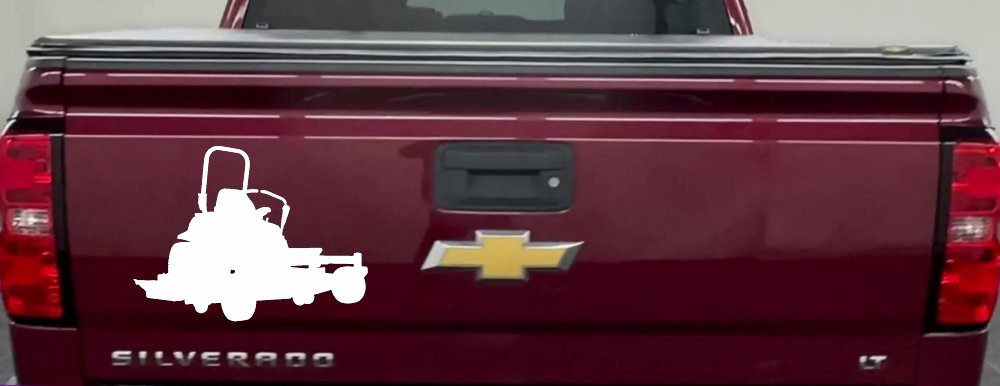 Zero Turn Lawn Mower Car or Truck Window Vinyl Decal Sticker (White)