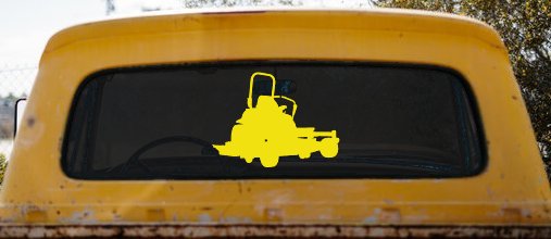 Zero Turn Lawn Mower Car or Truck Window Decal Sticker (Yellow)