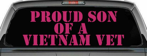 Proud Son Of A Vietnam Vet Car or Truck Window Decal Sticker (Hot Pink)
