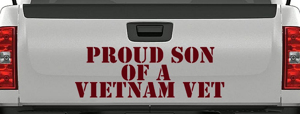 Proud Son Of A Vietnam Vet Car or Truck Window Decal Sticker (Purple Red)