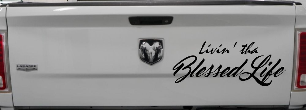 Livin' tha Blessed Life Car or Truck Window Decal Sticker (Matte Black)