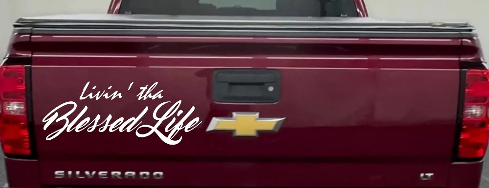 Livin' tha Blessed Life Car or Truck Window Decal Sticker (White)