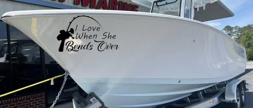I Love When She Bends Over Fishing Pole Car or Truck Window Decal Sticker (Black)