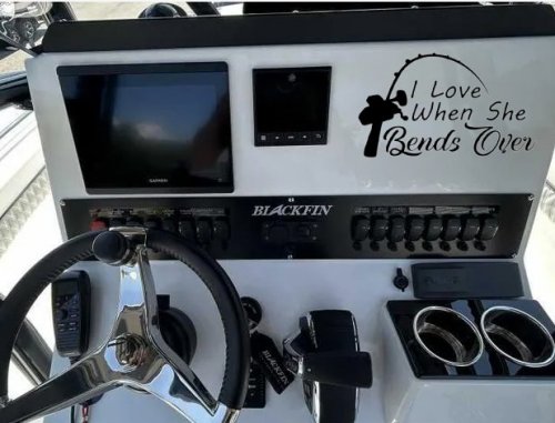 I Love When She Bends Over Fishing Pole Car or Truck Window Decal Sticker
