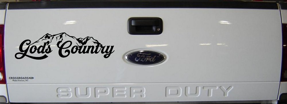 God's Country Mountains Car or Truck Window Decal Sticker (Black)
