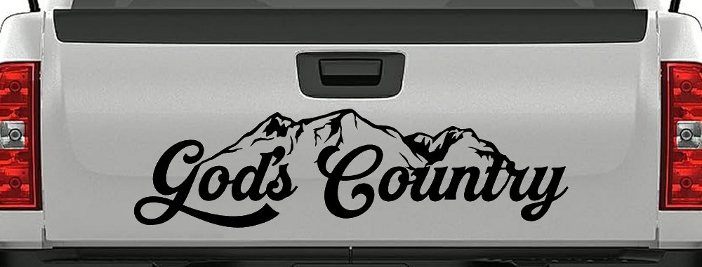 God's Country Mountains Car or Truck Window Vinyl Decal Sticker (Black)