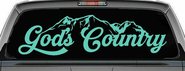 God's Country Mountains Car or Truck Window Vinyl Decal Sticker (Mint)