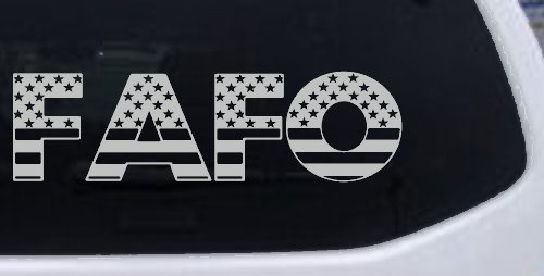 FAFO American Flag Car or Truck Window Vinyl Decal Sticker (Light Gray)