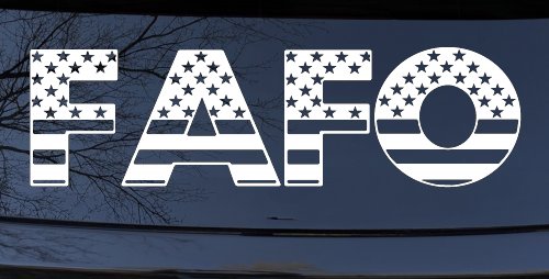 FAFO American Flag Car or Truck Window Vinyl Decal Sticker (White)