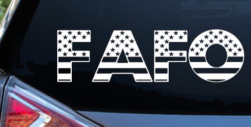 FAFO American Flag Car or Truck Window Decal Sticker (White)