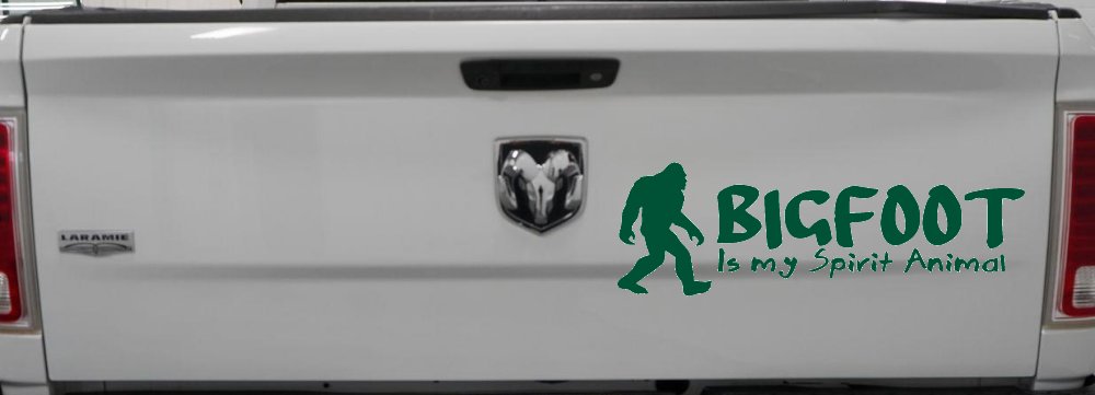 Bigfoot Is My Spirit Animal Vinyl Car or Truck Window Decal Sticker (Dark Green)