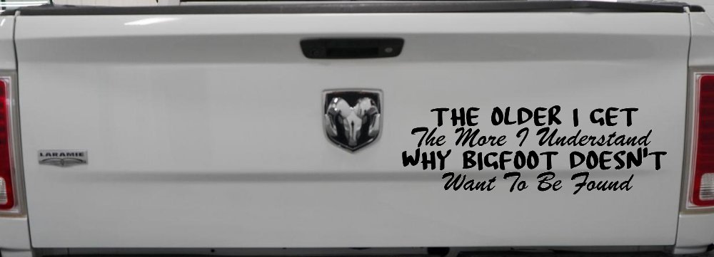 The Older I Get The More I Understand Why Bigfoot Doesn't Want to be Found vinyl Car or Truck Window Decal Sticker (Black)