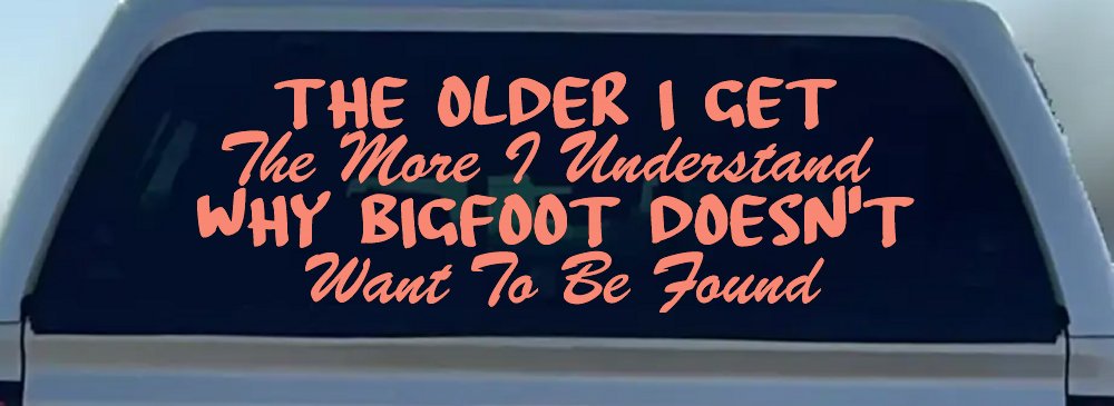 The Older I Get The More I Understand Why Bigfoot Doesn't Want to be Found vinyl Car or Truck Window Decal Sticker (Coral)