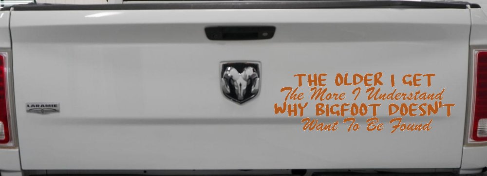 The Older I Get The More I Understand Why Bigfoot Doesn't Want to be Found vinyl Car or Truck Window Decal Sticker (Nut Brown)