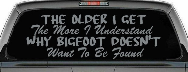 The Older I Get The More I Understand Why Bigfoot Doesn't Want to be Found vinyl Car or Truck Window Decal Sticker (Telegrey)