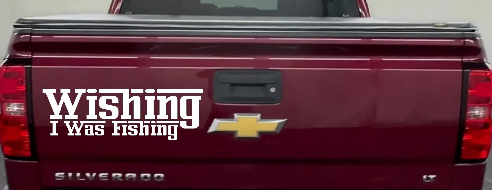 Wishing I Was Fishing Vinyl Car or Truck Window Decal Sticker (White)