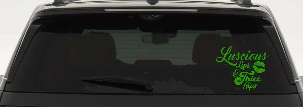 Luscious Lips and Thicc Hips Vinyl Car or Truck Window Decal Sticker (Lime)