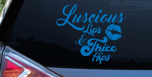 Luscious Lips and Thicc Hips Vinyl Car or Truck Window Decal Sticker (Sky Blue)