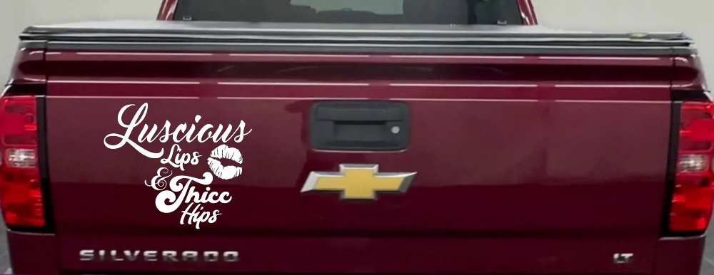 Luscious Lips and Thicc Hips Vinyl Car or Truck Window Decal Sticker (White)