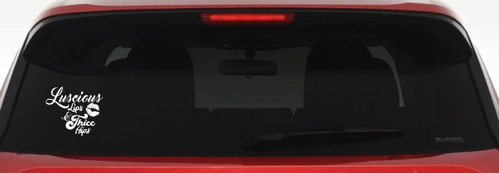 Luscious Lips and Thicc Hips Vinyl Car or Truck Window Decal Sticker (White)
