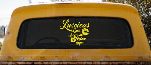 Luscious Lips and Thicc Hips Vinyl Car or Truck Window Decal Sticker (Yellow)