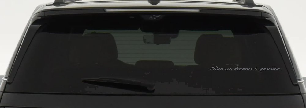 Runs on dreams and Gasoline Vinyl Car or Truck Window Decal Sticker (Silver)
