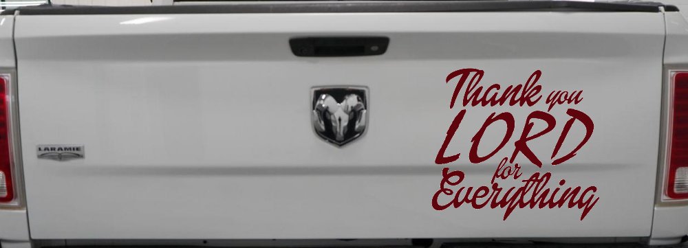 Thank you Lord for Everything Car or Truck Window Decal Sticker (Purple Red)