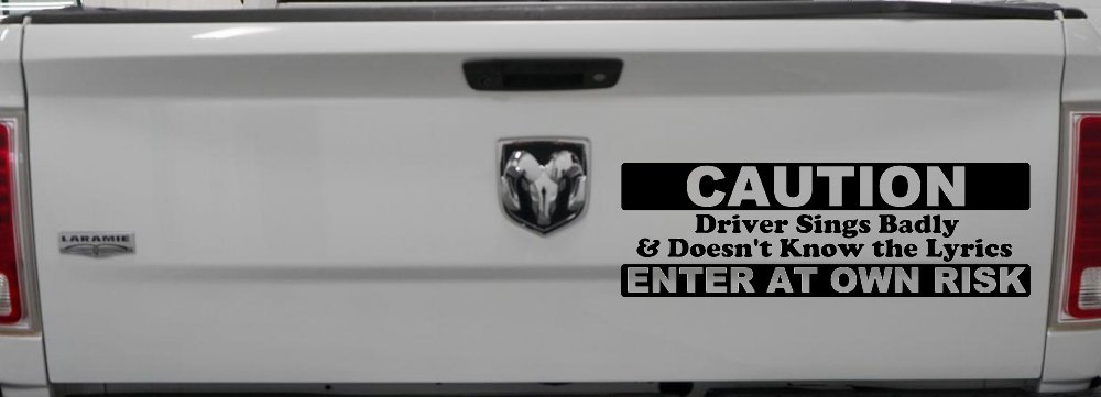Driver Sings Badly and Doesn't Know The Lyrics Car or Truck Window Decal Sticker (Black)