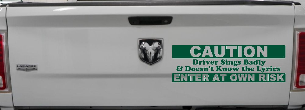 Driver Sings Badly and Doesn't Know The Lyrics Car or Truck Window Vinyl Decal Sticker (Dark Green)