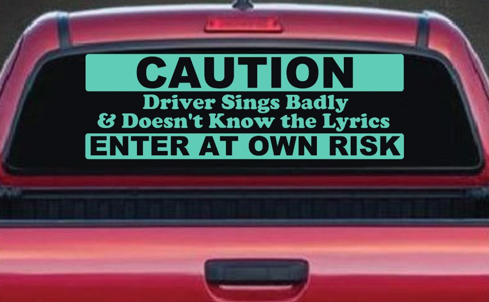 Driver Sings Badly and Doesn't Know The Lyrics Car or Truck Window Decal Sticker (Mint)