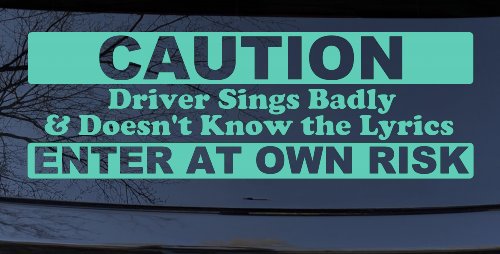 Driver Sings Badly and Doesn't Know The Lyrics Car or Truck Window Decal Sticker (Mint)