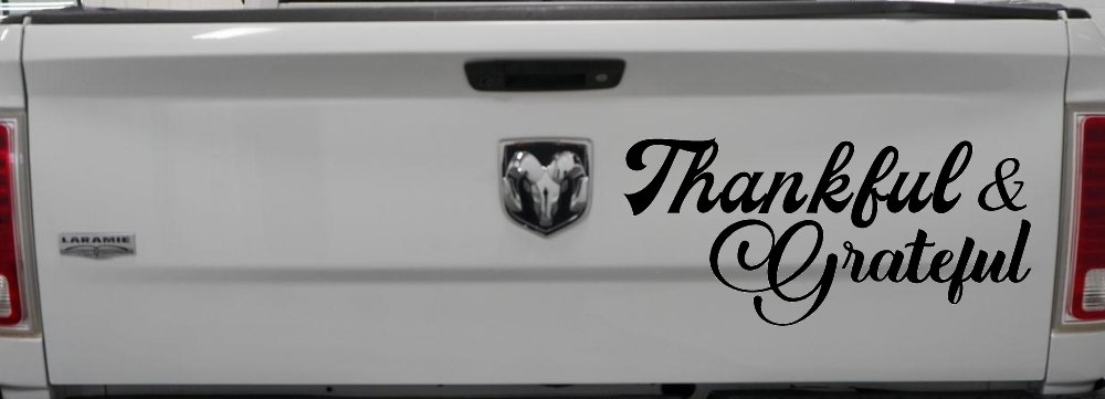Thankful and Grateful Car or Truck Window Decal Sticker (Black)