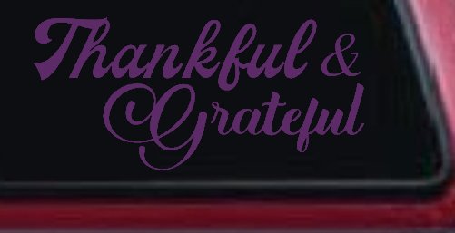 Thankful and Grateful Car or Truck Window Decal Sticker (Violet)