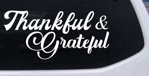 Thankful and Grateful Car or Truck Window Vinyl Decal Sticker (White)
