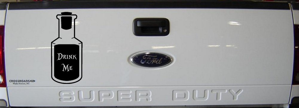 Alice Wonderland Drink Me Vinyl Car or Truck Window Decal Sticker (Black)