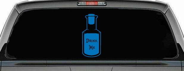 Alice Wonderland Drink Me Vinyl Car or Truck Window Decal Sticker (Sky Blue)