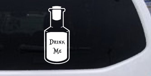 Alice Wonderland Drink Me Vinyl Car or Truck Window Decal Sticker (White)