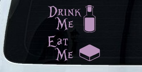 Drink Me Eat Me Alice Wonderland Vinyl Car or Truck Window Decal Sticker (Lilac)