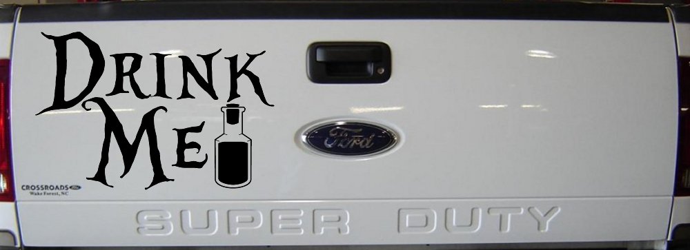Drink Me Eat Me Alice Wonderland Vinyl Car or Truck Window Decal Sticker (Black)