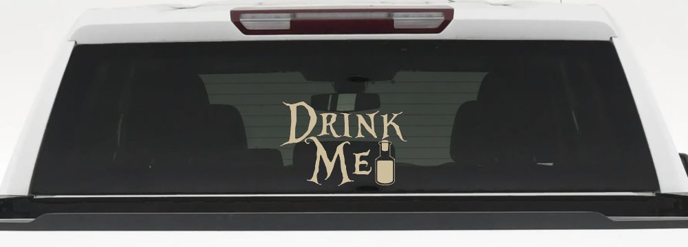 Drink Me Eat Me Alice Wonderland Vinyl Car or Truck Window Decal Sticker (Desert Sand)