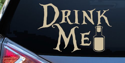 Drink Me Eat Me Alice Wonderland Vinyl Car or Truck Window Decal Sticker (Desert Sand)