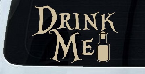 Drink Me Eat Me Alice Wonderland Vinyl Car or Truck Window Decal Sticker (Desert Sand)