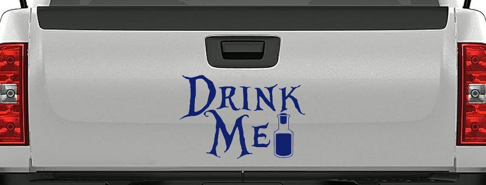 Drink Me Eat Me Alice Wonderland Vinyl Car or Truck Window Decal Sticker (Navy)