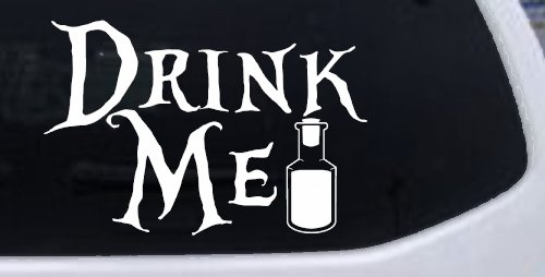 Drink Me Eat Me Alice Wonderland Vinyl Car or Truck Window Decal Sticker (White)