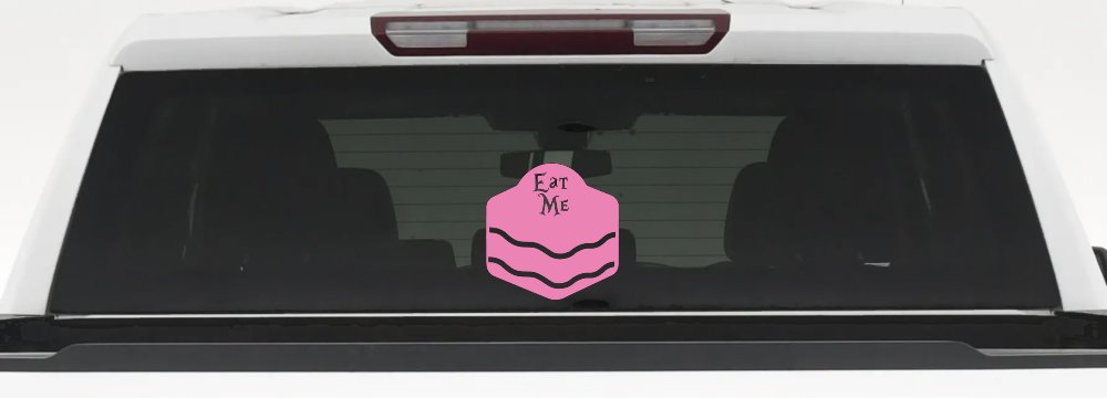 Eat Me Alice Wonderland Vinyl Car or Truck Window Decal Sticker (Pink)