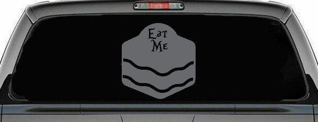 Eat Me Alice Wonderland Vinyl Car or Truck Window Decal Sticker (Silver)