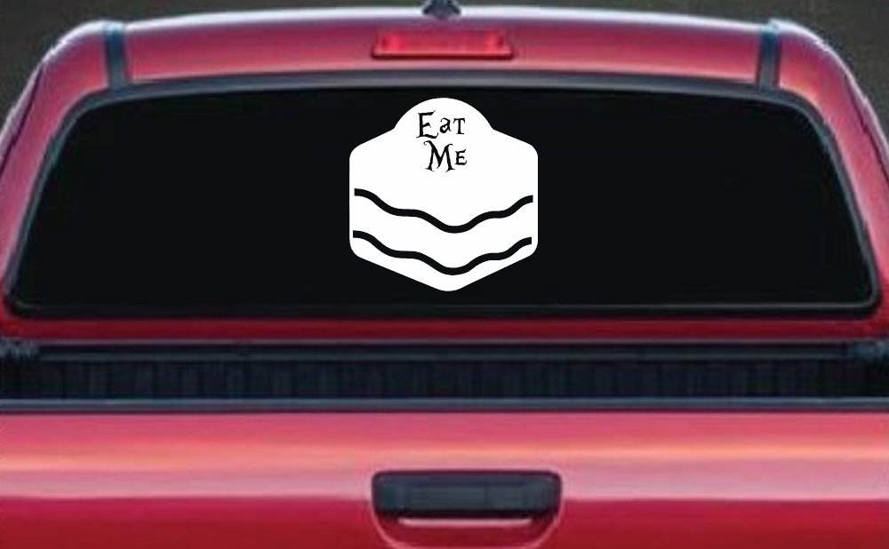 Eat Me Alice Wonderland Vinyl Car or Truck Window Decal Sticker (White)