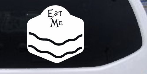 Eat Me Alice Wonderland Vinyl Car or Truck Window Decal Sticker (White)