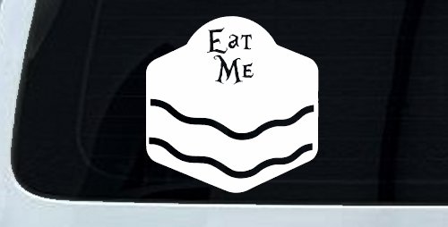 Eat Me Alice Wonderland Vinyl Car or Truck Window Decal Sticker (White)