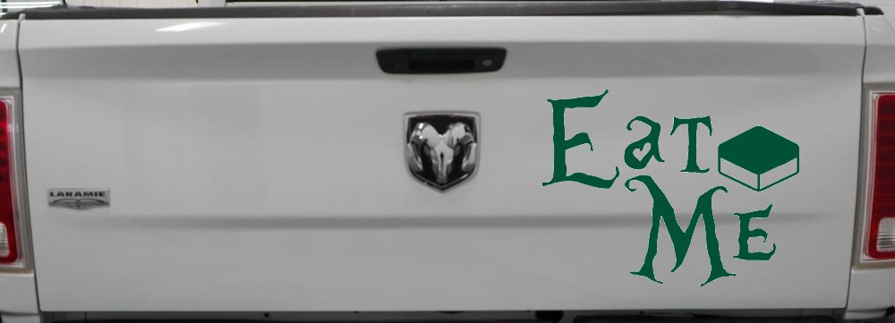 Eat Me Alice Wonderland Vinyl Car or Truck Window Decal Sticker (Dark Green)